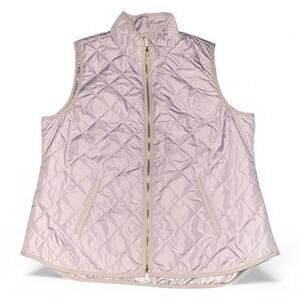 Old Navy Quilted Vest Women's XL Salmon Pink Front Zip Up Side Pockets Lined
